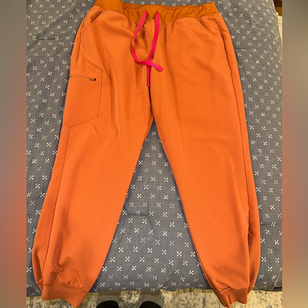 Figs Zamora Orange Joggers with Pink Accents